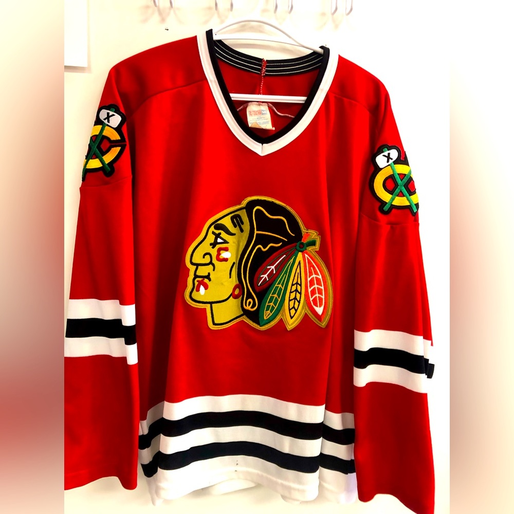 NHLCHICAGO BLACKHAWKS VINTAGE JERSEY FROM THE 1990S CMMIN SIZE XL
